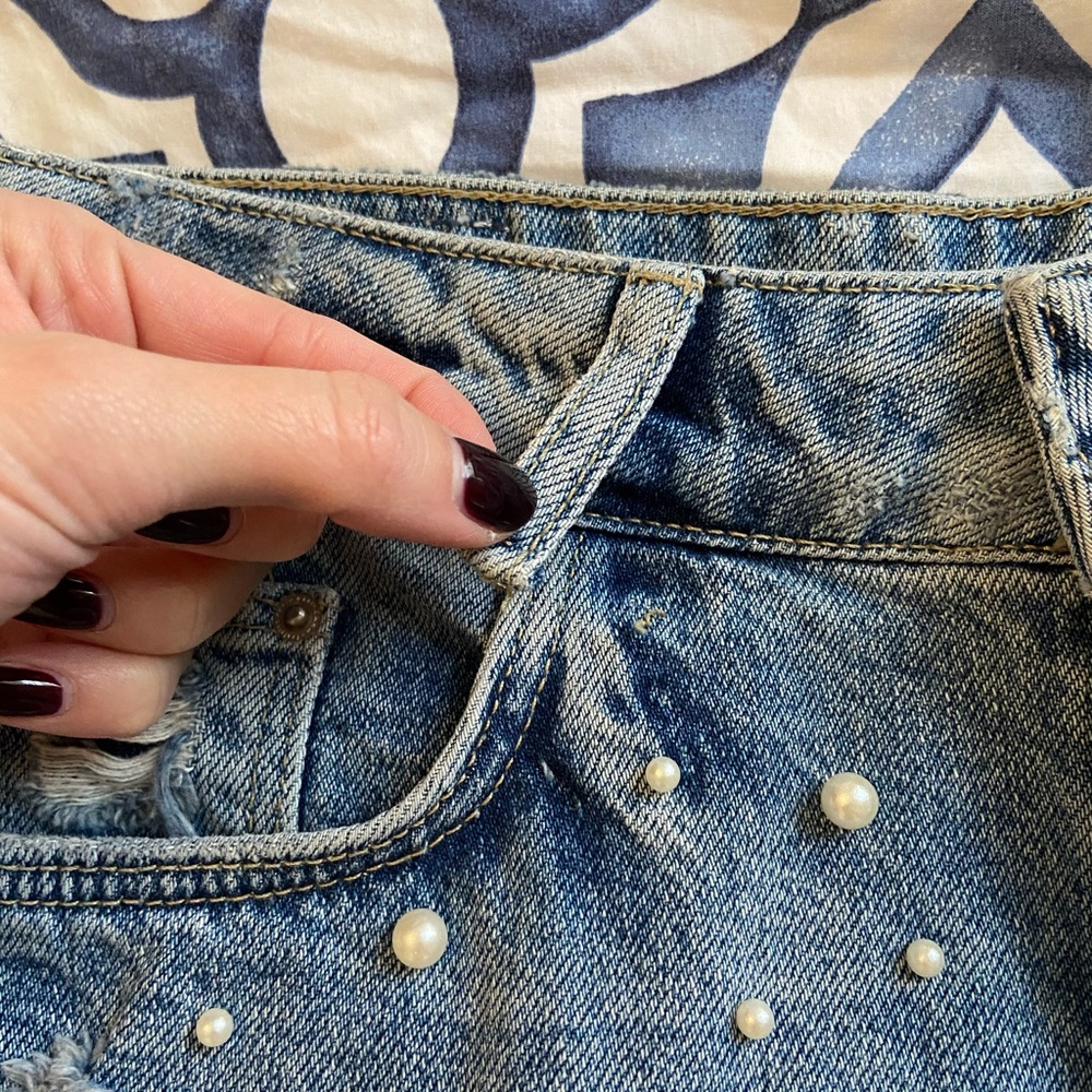 Zara pearl denim mini skirt - Picture 4 of 7
